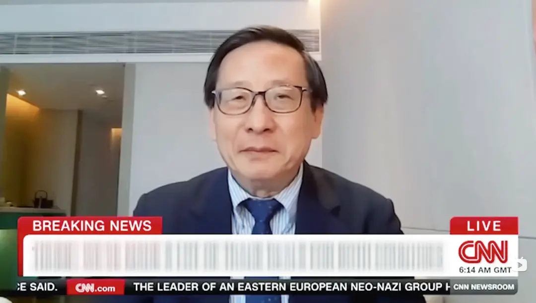 ·2026年5月15日,高志凯接受美国有线电视新闻网直播连线采访。(视频截图)
